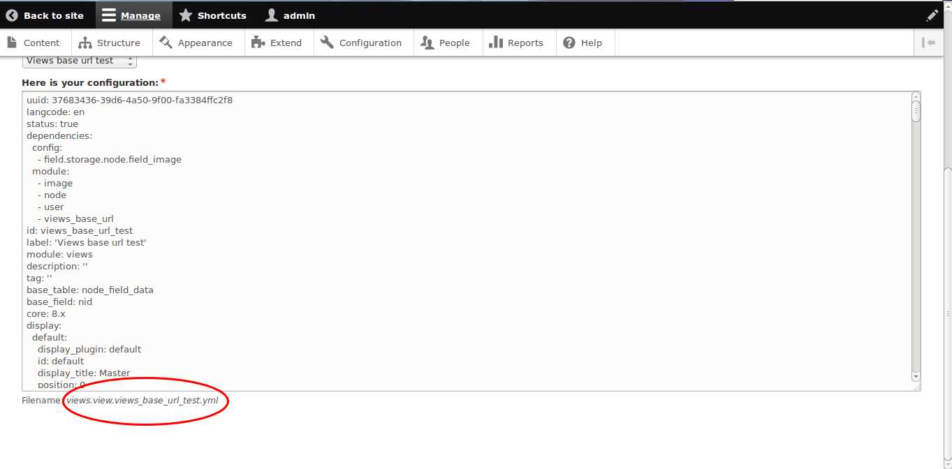 Views configuration name Views configuration name